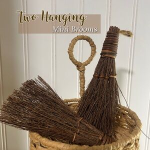 Rustic Brown Mini Hanging Brooms